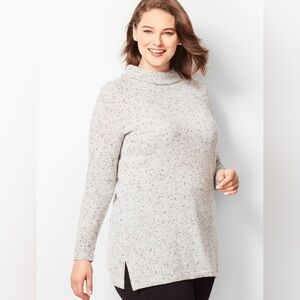 Talbots Sabrina Cashmere Donegal Sweater – Light Gray Speckled – Size Large